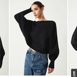 COMMENSE SLOUCHY CROPPED SWEATER RIBBED